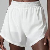 Hidden Pocket Loose Sports Shorts Faux Two Piece Woven Yoga Fitness Shorts